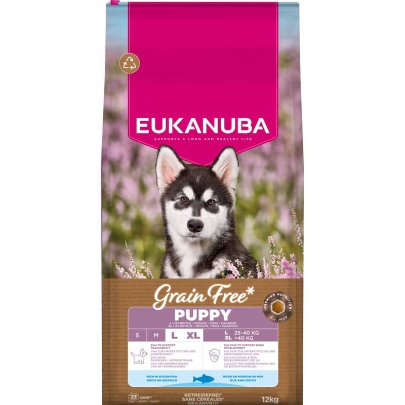 EUKANUBA DOG PUPPY LARGE OCEAN FISH GRAIN FREE barība kucēniem 12kg